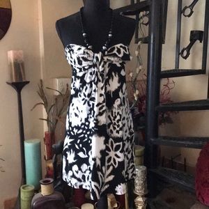 Vintage Black White Halter Summer Dress